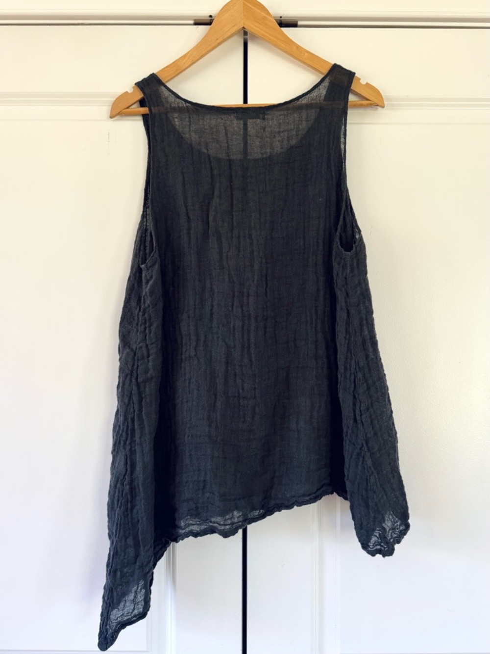 Krista Larson Tank Top Linen Asymmetrical Gray Lagenlook Layering Shirt One Size - Picture 2 of 7